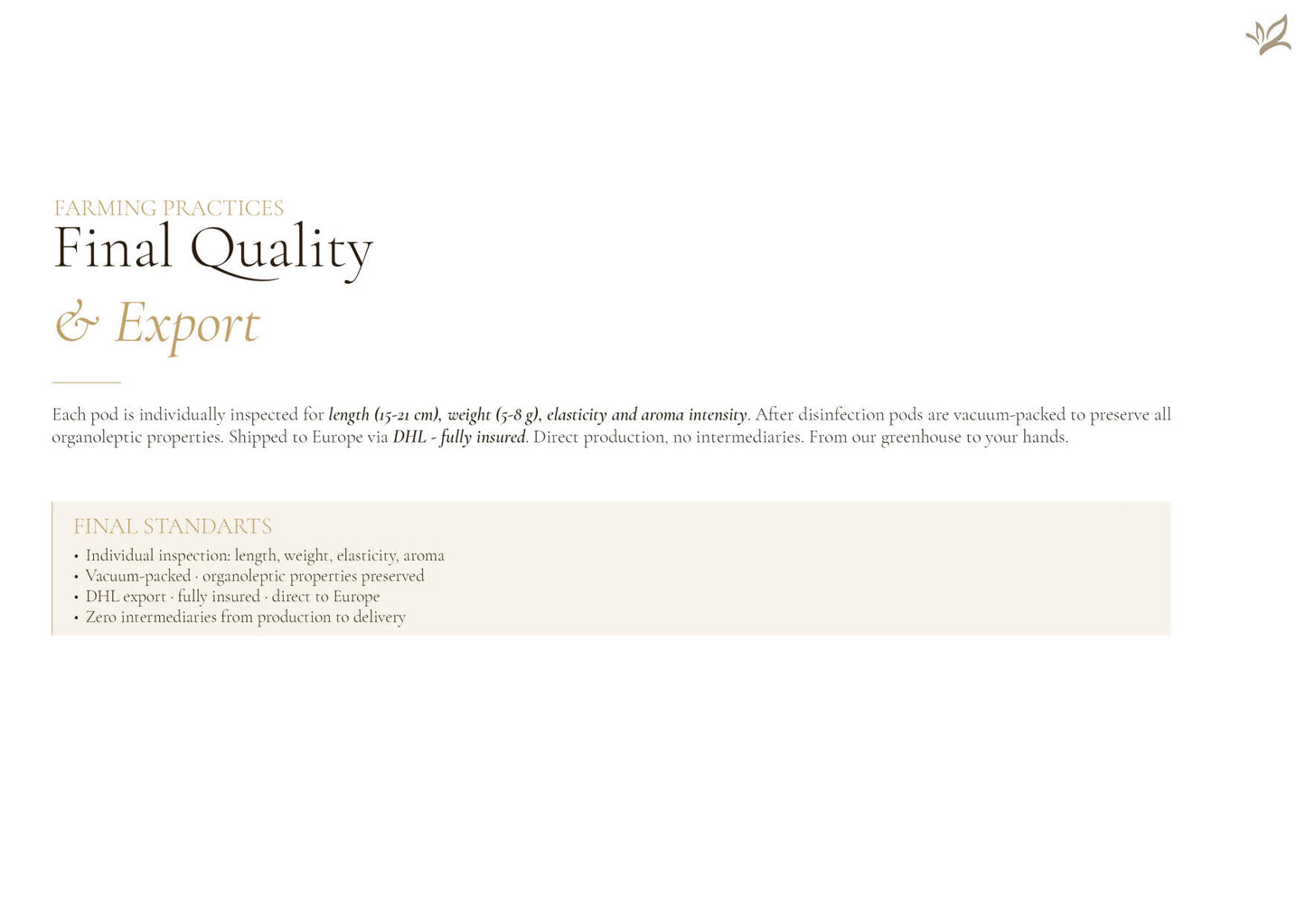 Vanilleschote Golden Selection Typ A Premiumqualität